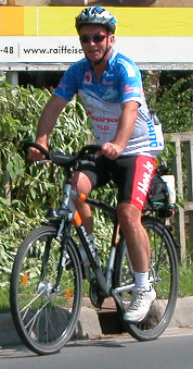 Sztecovics Laszlo, furniture shop owner, fitness cyclist, one of many who regularly cycle around Lake Balaton.